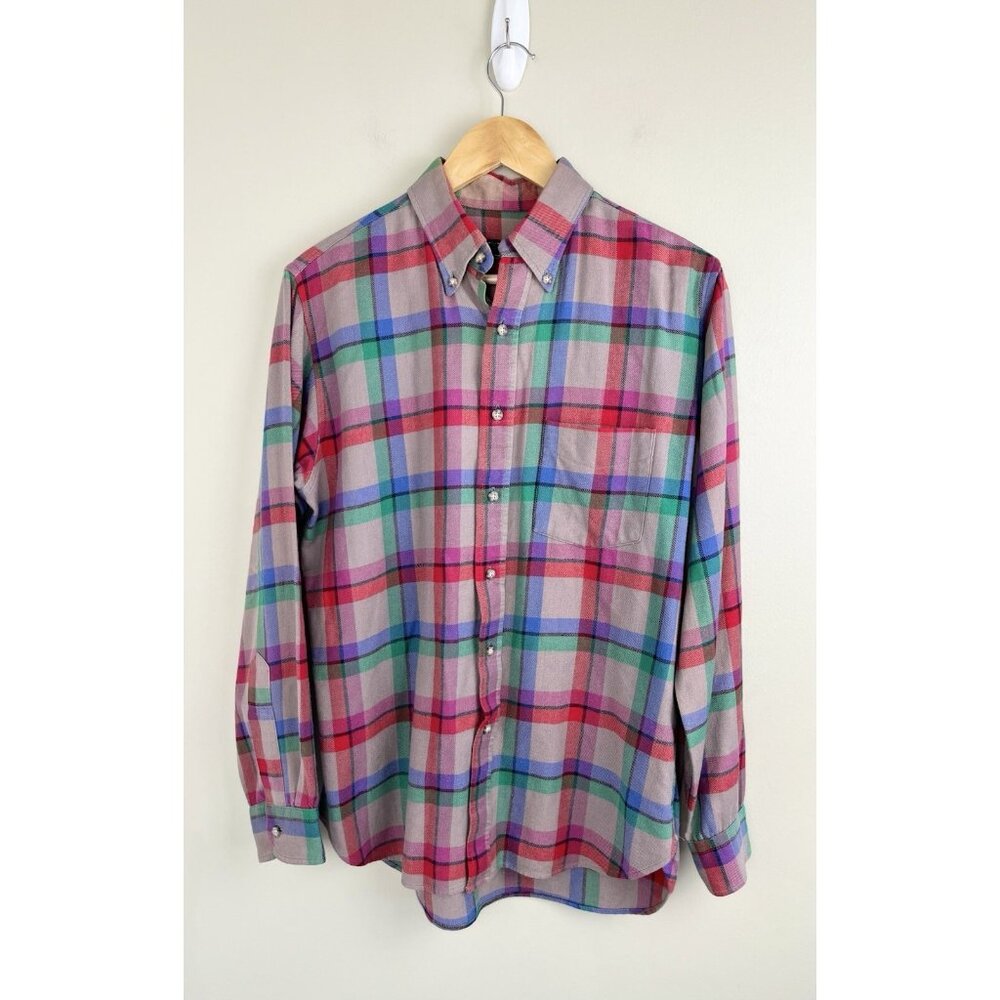 Lobo By Pendleton Button Up Wool Blend‎ Red Blue Plaid Sz Medium Plaid